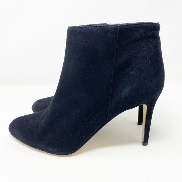 J. Crew Black Suede Stiletto Ankle Booties Women's Sz 10 Side Zip Made in Italy - Picture 3 of 9